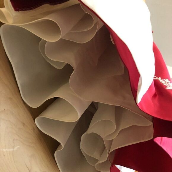 Formal Christmas Party Dress Gown White Red Girls Size 10 - Picture 5 of 6